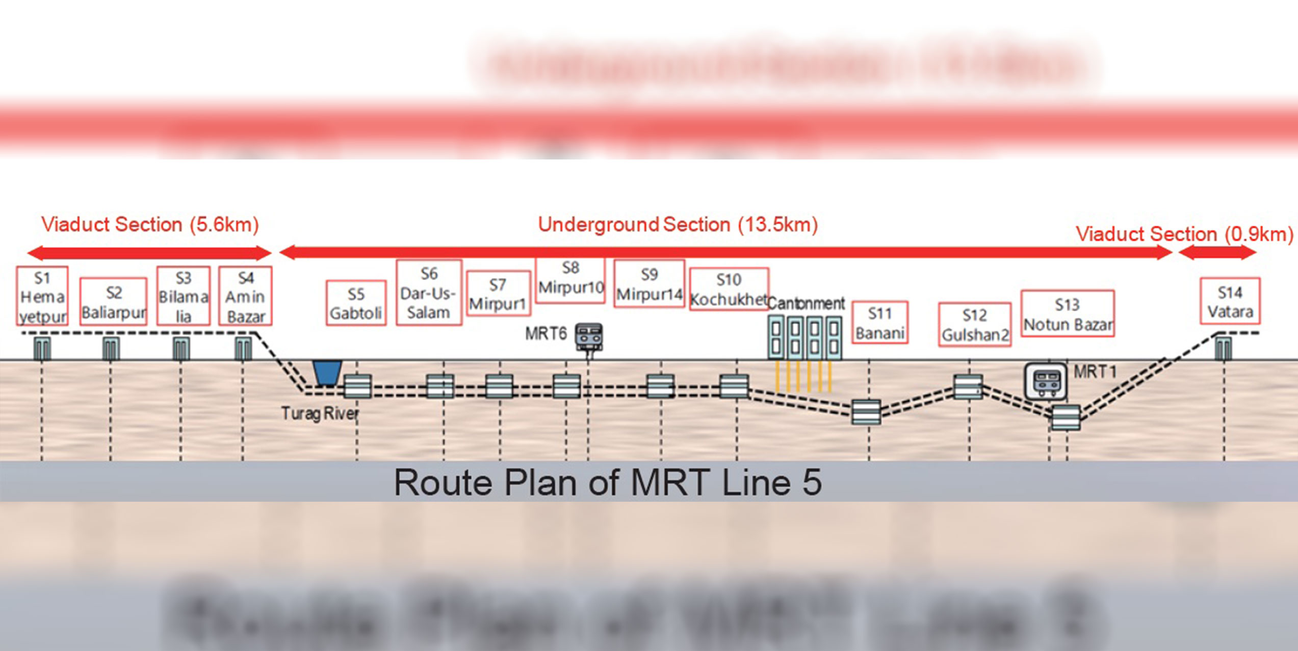 Dhaka Metro Alignment Map MRT 5 South